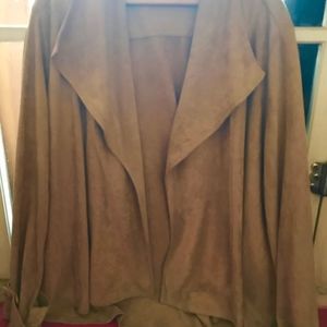 LAPIS DRAPE FRONT FAUX SUEDE JACKET, SIZE 2X NWOT